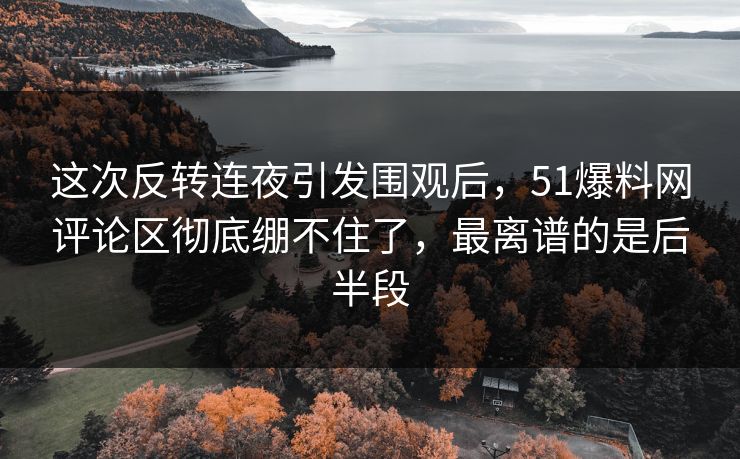 这次反转连夜引发围观后，51爆料网评论区彻底绷不住了，最离谱的是后半段