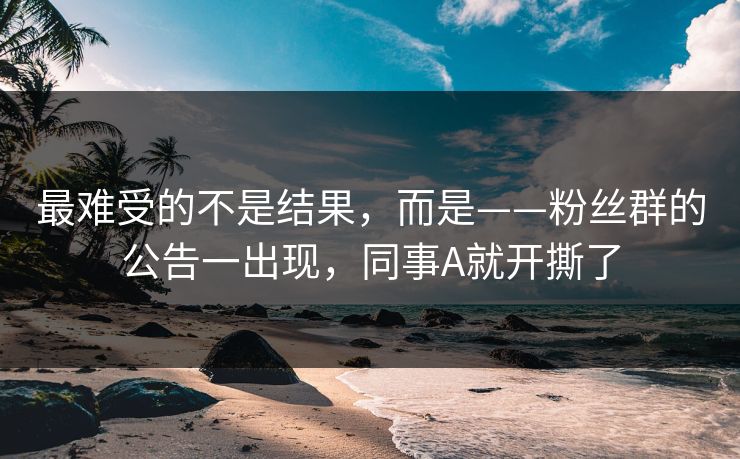 最难受的不是结果，而是——粉丝群的公告一出现，同事A就开撕了